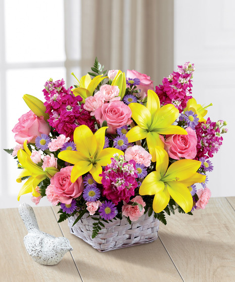 yellow and pink floral arrangement