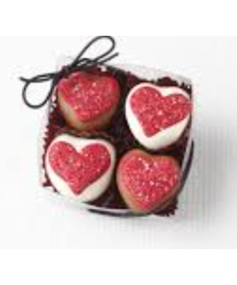 4pc Glitzy Heart Cake Bites - Sweet Shoppe (Texas Made)