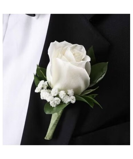 white rose boutonniere